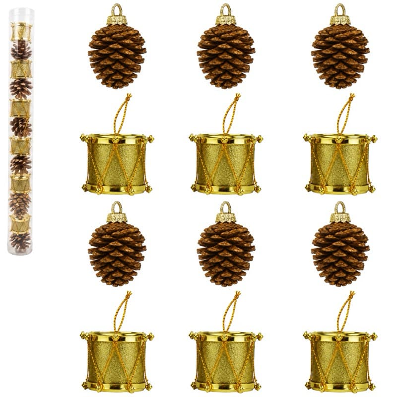 PENDENTE COM 6 PINHAS + 6 TAMBORES NO TUBO