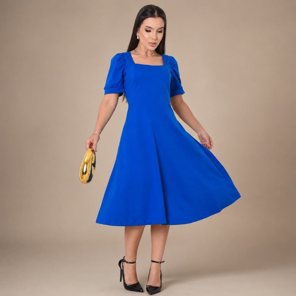 Vestido Social Midi Moda Evangelica Elegante 100% Algodao Qualidade Premio Preço Promocional