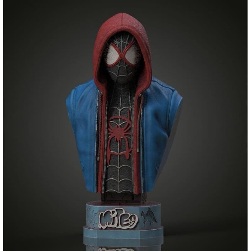 Homem Aranha Busto action figure | colecionável| Miles Morales| Colecionável decoração geek - Com e Sem Pintura