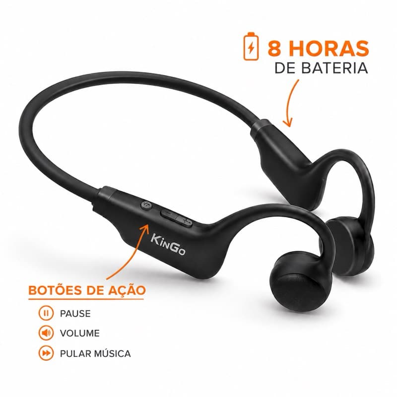 Fone Bluetooth Esportivo Open Ear Corrida Ciclismo Academia Até 8h Anatel Bluetooth 5.2  KinGo