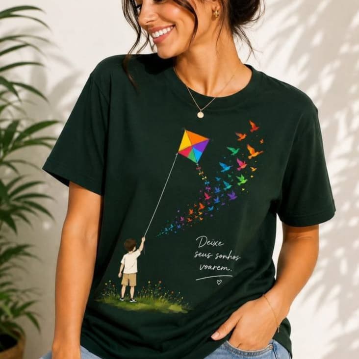 Camiseta Feminina Elegante e Estilosa em Algodão Estampa Premium Feminina Delicada T-Shirt..