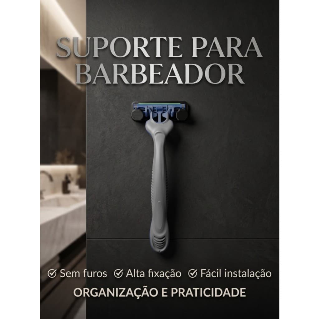 Suporte Para Gilete Parede Sem Furo 3M Banheiro Organizador Premium Forte Fixação Segura