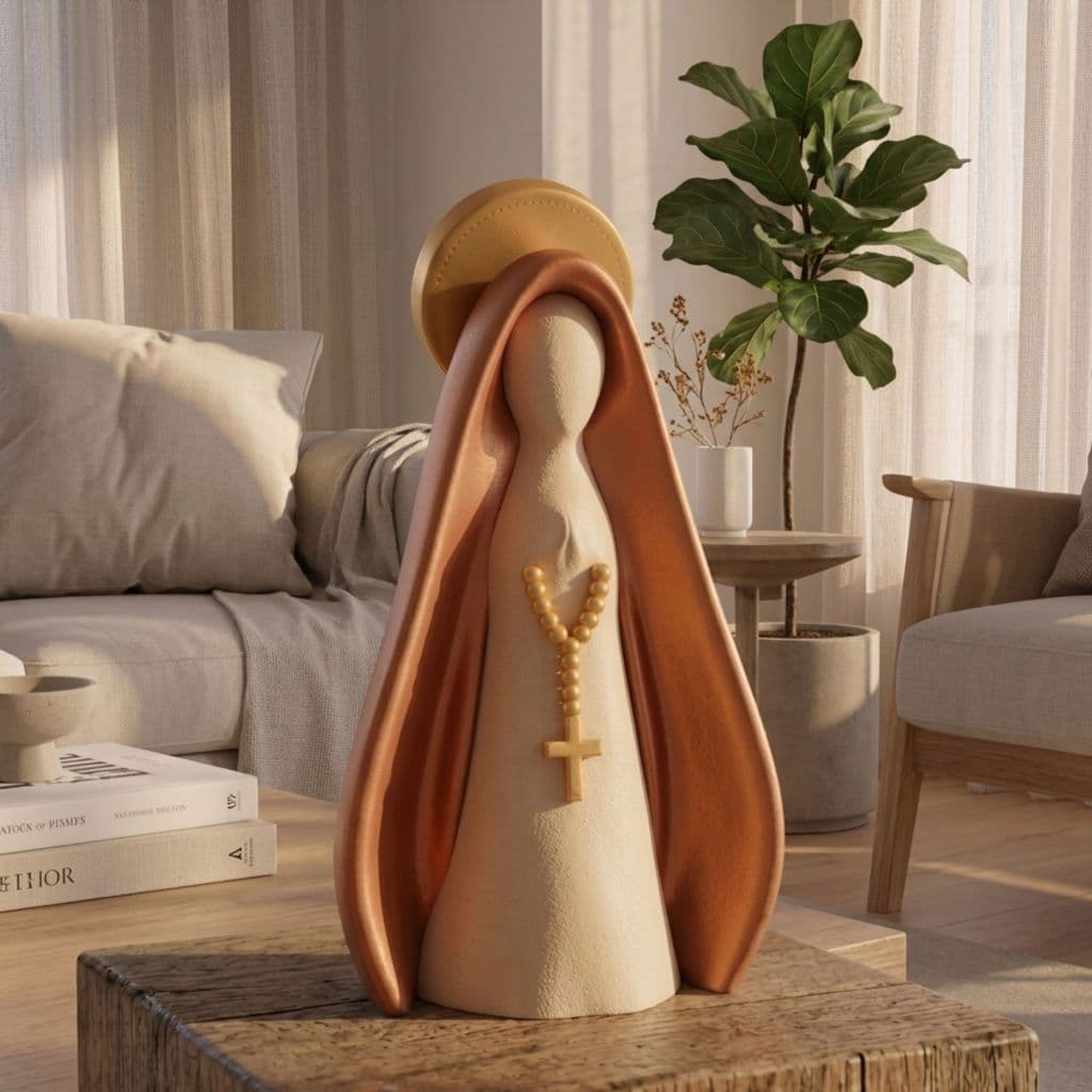 Nossa Senhora Aparecida Minimalista Escultura Estilizada Decorativa Moderna 3D Luxo Premium