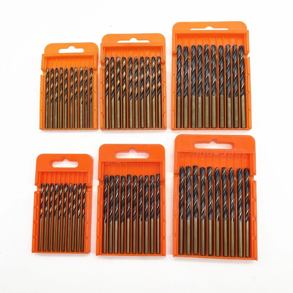 Kit Broca Espiral Aço Rápido HSS 4341 Preta e Dourada 1 a 20mm Para Furar Ferro Metal Madeira Alumínio Padrão DIN338