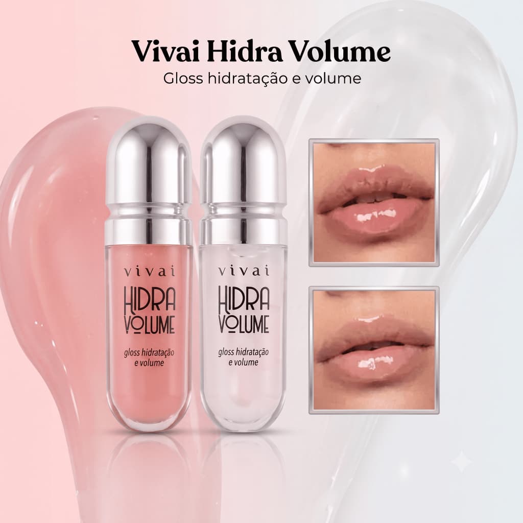Gloss  Labial  Hidrata Volume E Hidratante Vivai Brilho Intenso e Hidratação