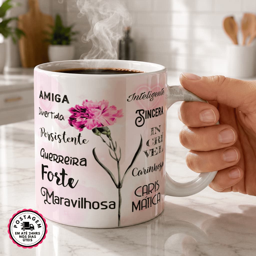 Caneca personalizada amiga com frases presente criativo porcelana 325ml melhor best friends