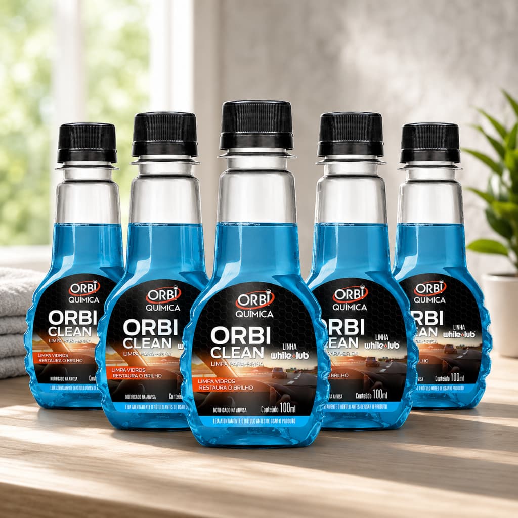 Limpa Para-Brisa Orbi Clean 100ml Orbi Química Limpa Vidros Remove Sujeira Kit 5 Unidades