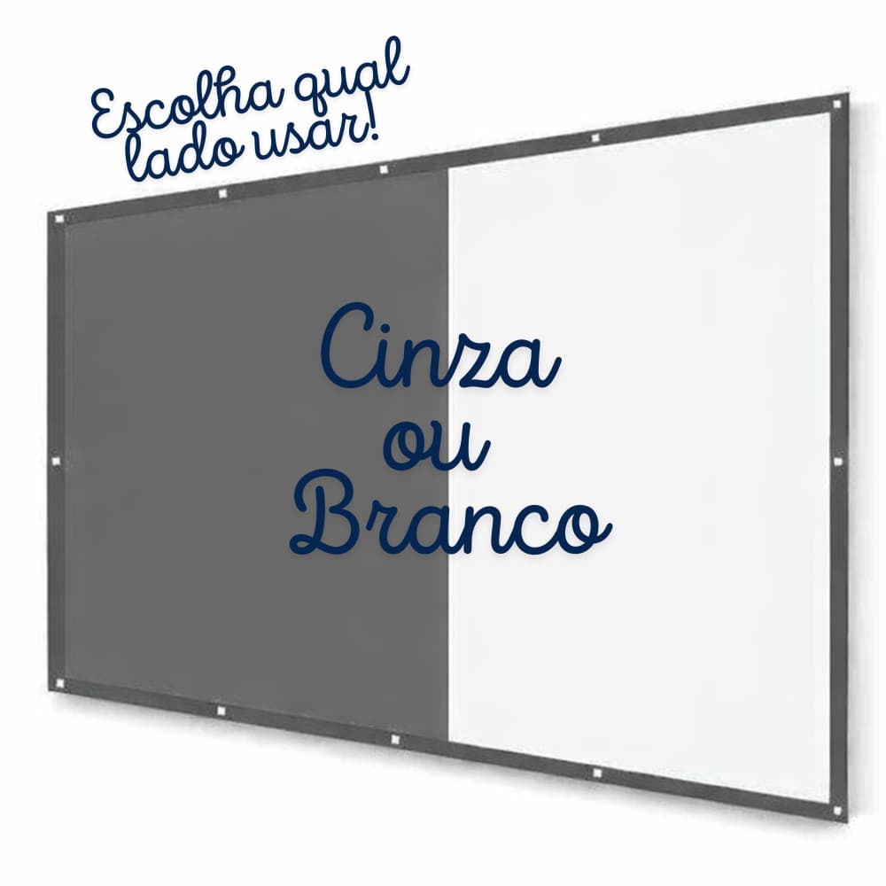 Tela de Projeção com Ilhós Borda Cinza Matte White HD 4K para Projetor