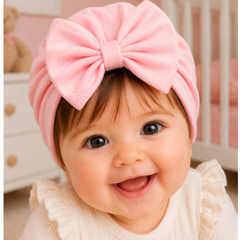 Turbante Touquinha Para Bebês Meninas Delicados Algodão Macio