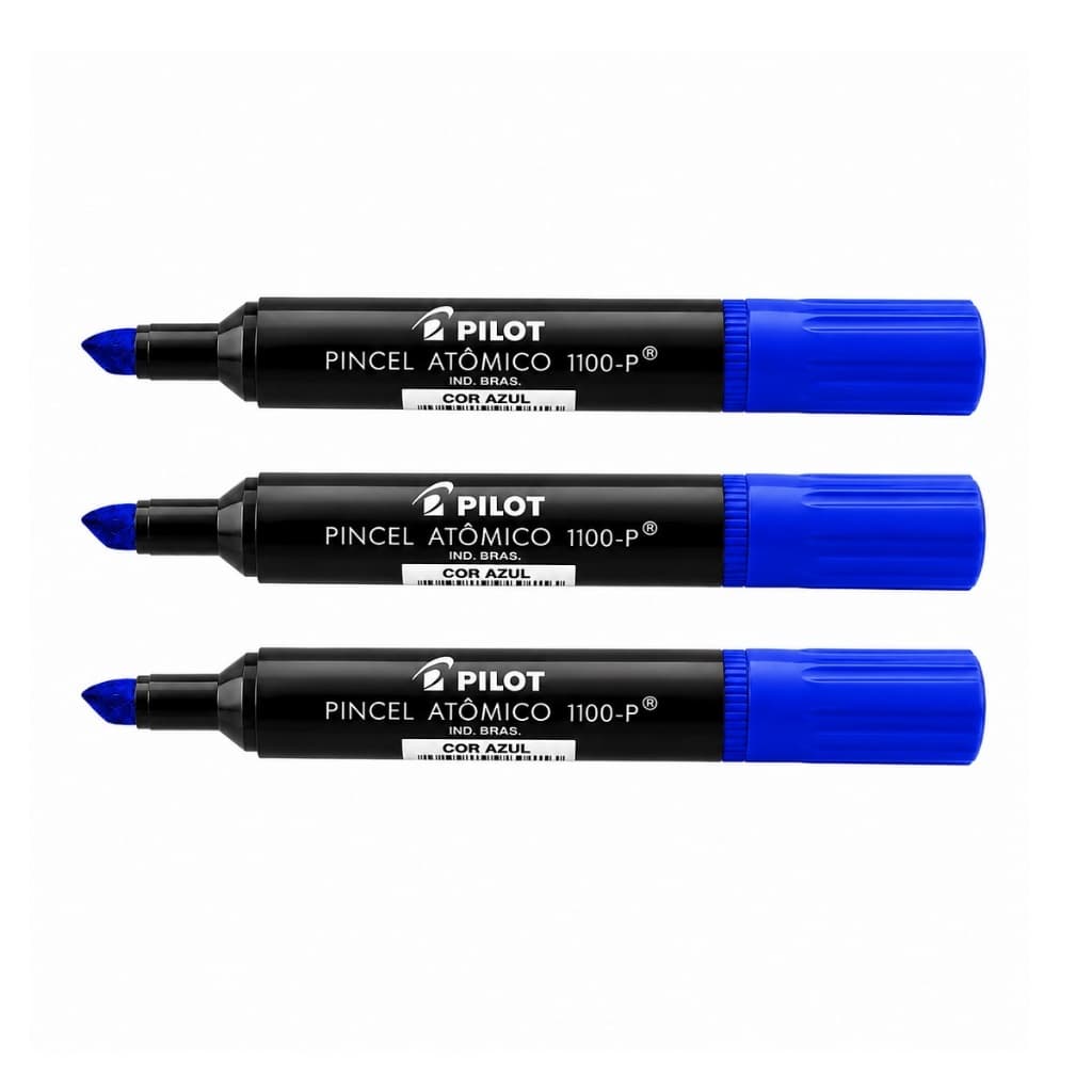KIT MARCADOR PINCEL ATÔMICO 1100-P AZUL 3 UNIDS PILOT