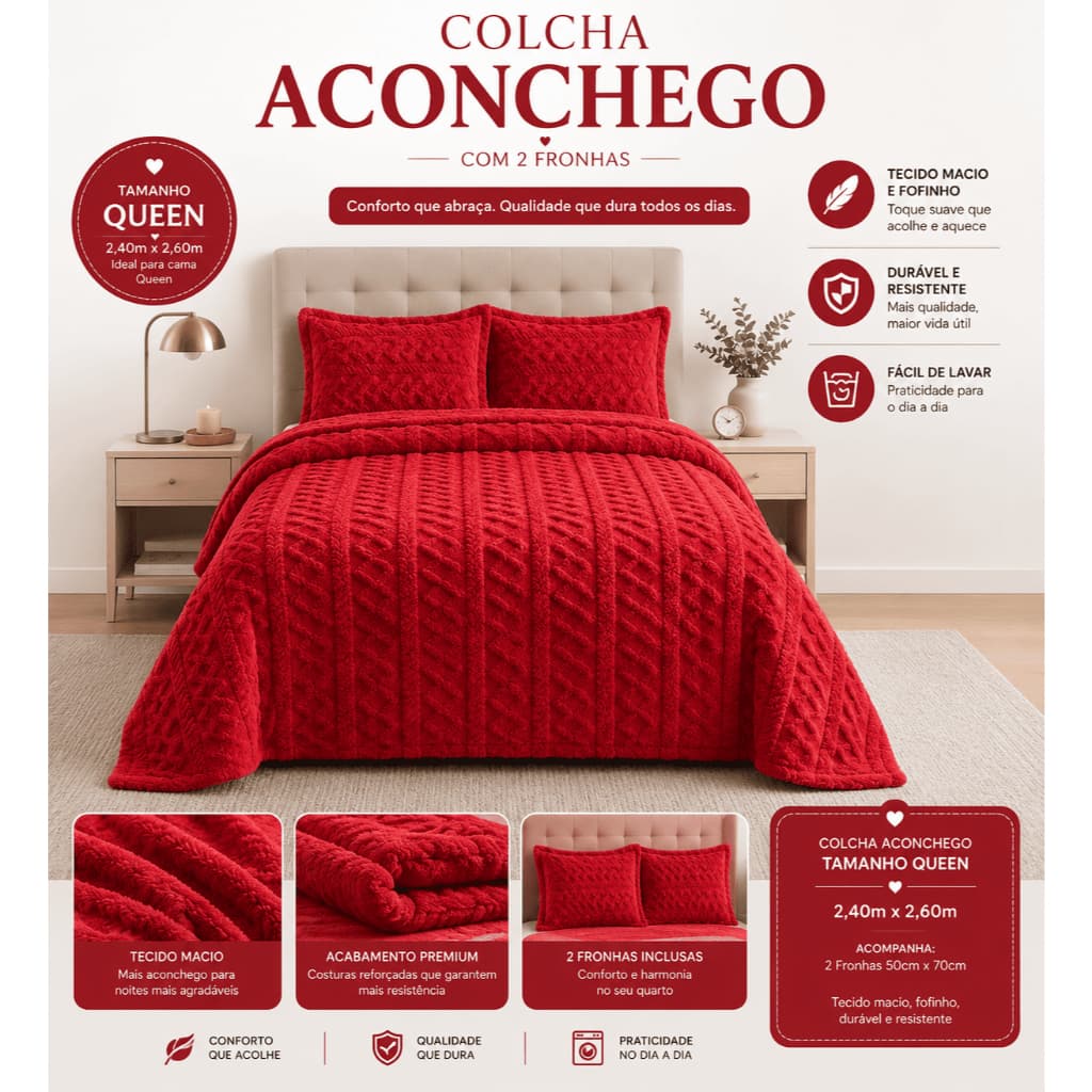 Cobertor Manta Cobre Leito Aconchego Queen com fronha