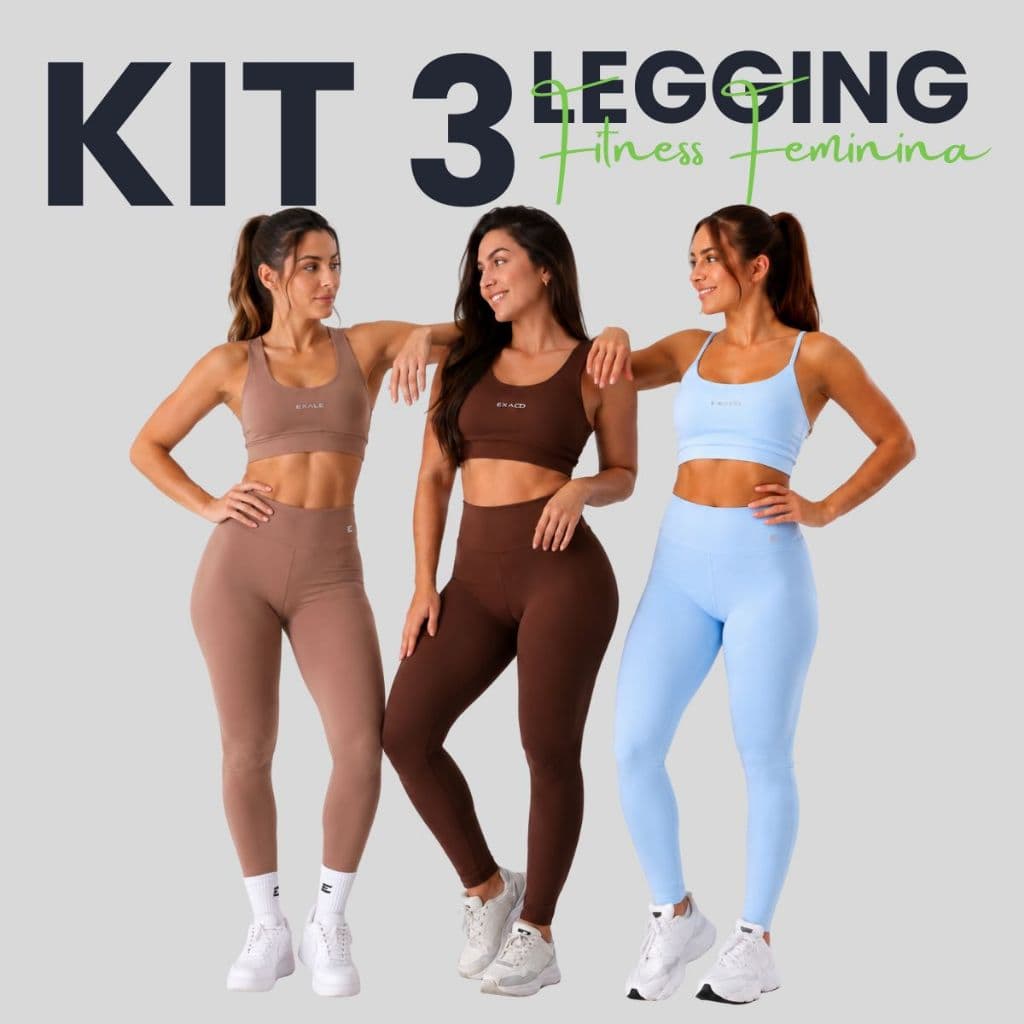 Kit 3 Leggings Poliamida Cós Alto Zero Transparência Academia Corrida Pilates Suplex 1001-K3