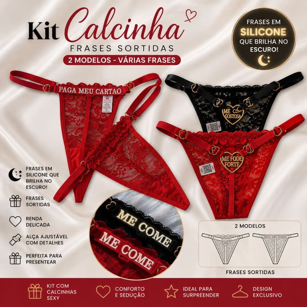 Kit Calcinhas de Luxo Frases Sensuais - Carol e Jeniffer