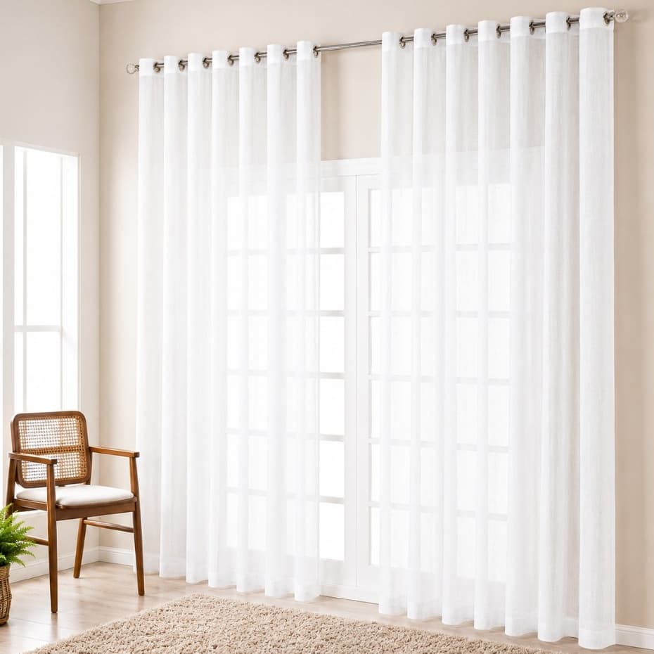 Cortina Luxo Voil Gaze De Linho Para Varão 4,00x2,80 Branca Sala/Quarto