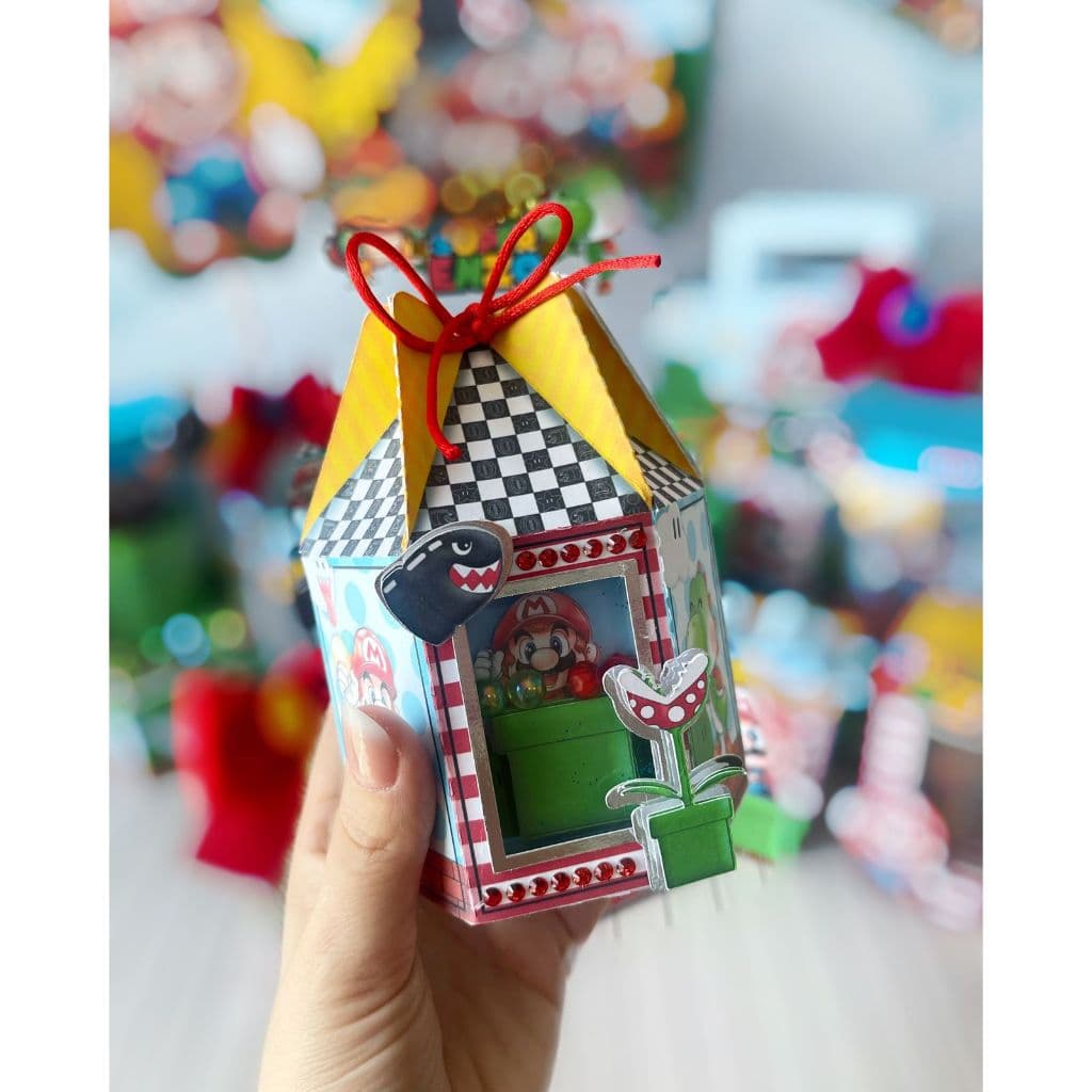 ✨ Caixa Sextavada Luxo - Super Mario Bros - Lembrancinha de Festa - Papelaria Personalizada
