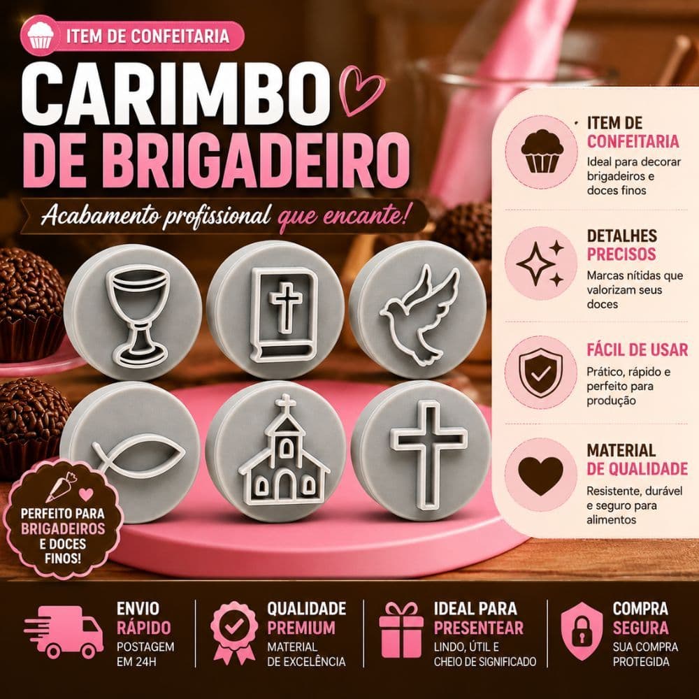 Kit Carimbos Religiosos Confeitaria Primeira Comunhão