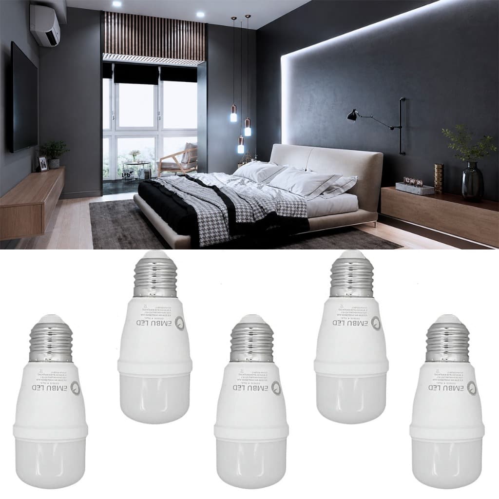 Kit 5 Lâmpadas E27 LED Branco Frio 6500K 9W Bivolt Econômica para Quarto Cozinha Sala Banheiro Escritório