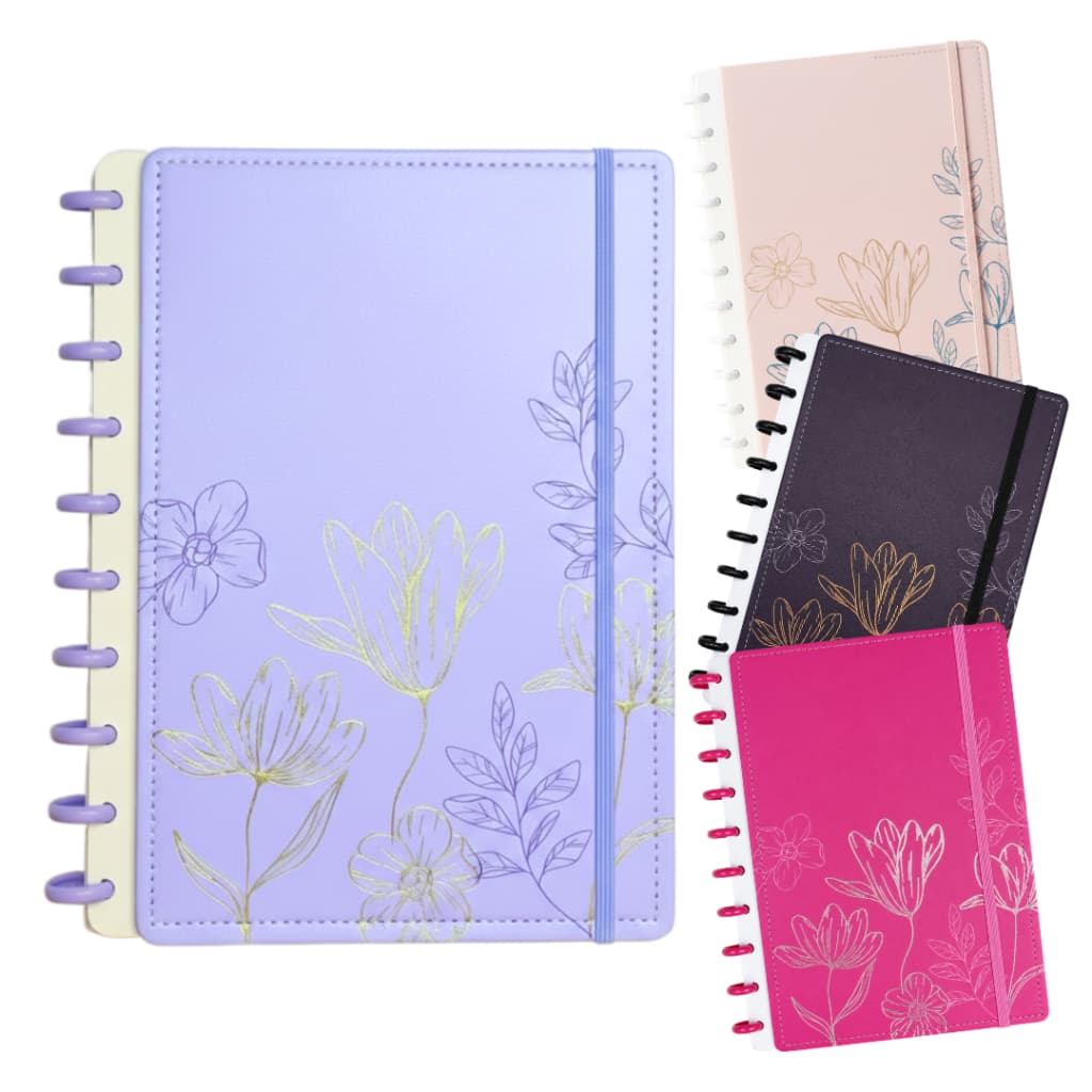 Caderno Inteligente A4/B5 de Disco Capa Dura 80 Folhas Reposicionáveis Universitário Planner Estudos Escola