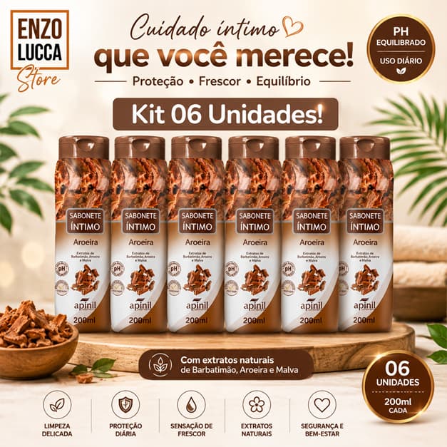 Kit 06 Unid SABONETE FEMININO APINIL AROEIRA 200mL