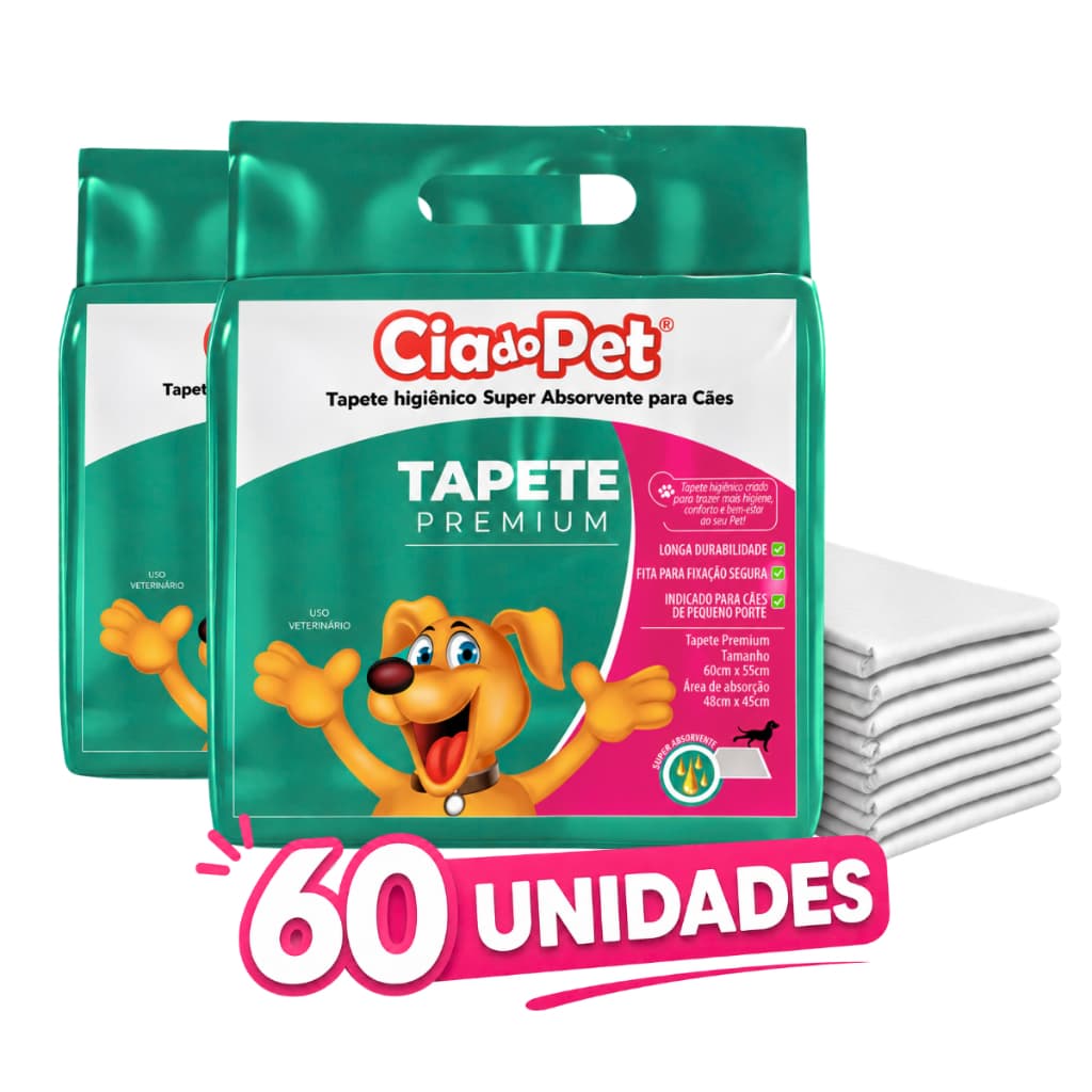 Tapete Higiênico Premium 55x60 Cia Do Pet Ultra Absorção Combate Mau Cheiro para Cães
