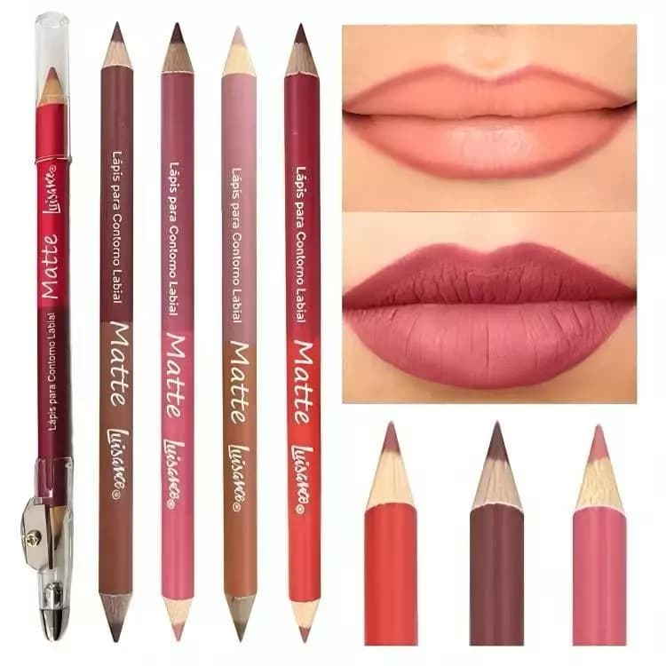 Jasmyne Kit 6 Lápis para Contorno Labial 2em1 Com Apontador JS020003 Textura Macia e Pigmentação Ótima para Batom