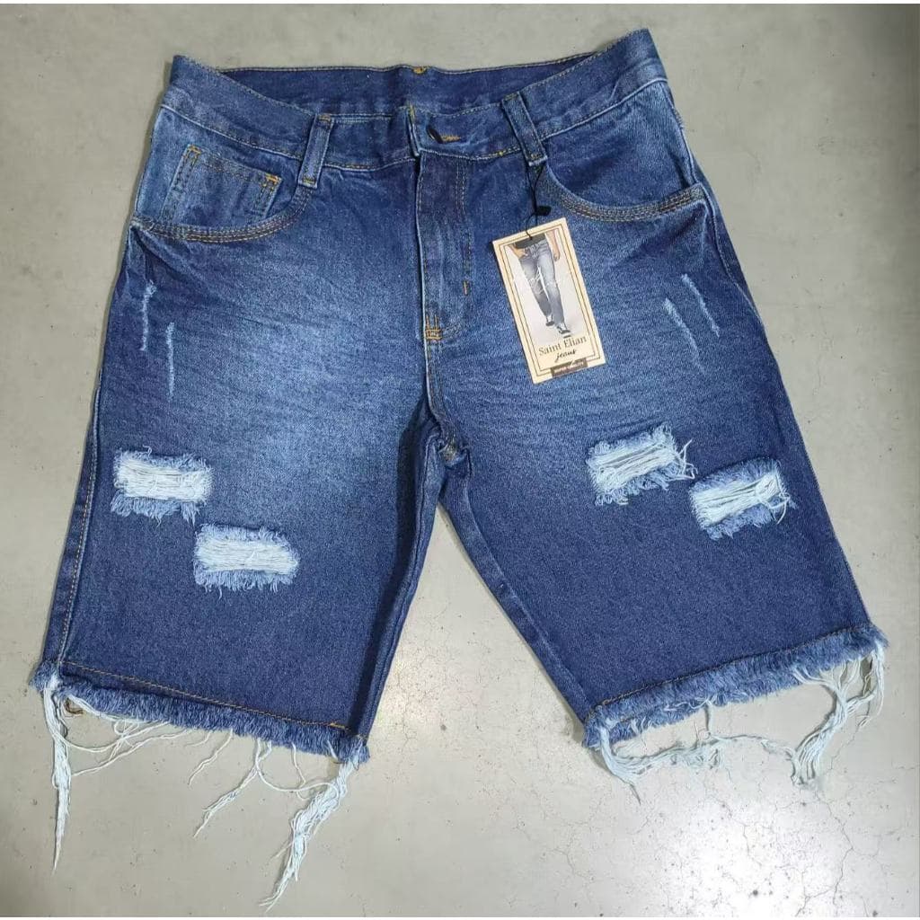 Bermuda Jeans Masculina  Slim AZUL
