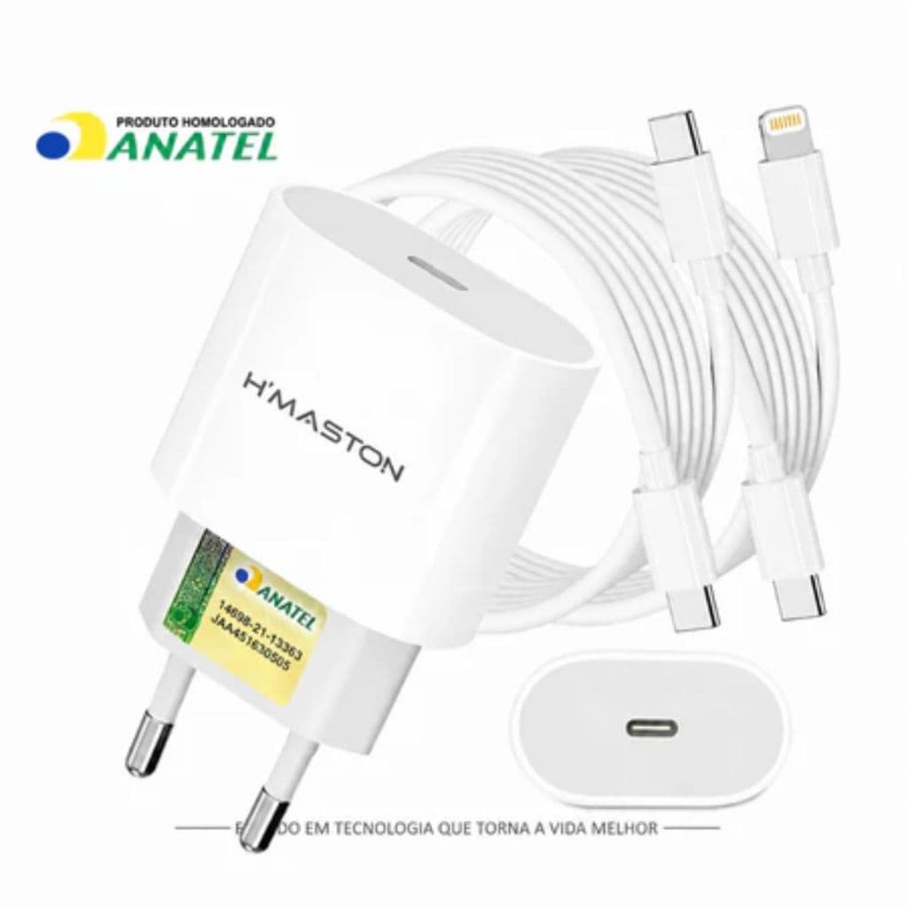Carregador Turbo PD30w Fonte 3A Carregar Celular Portátil Com Cabo Tipo-c Lighting