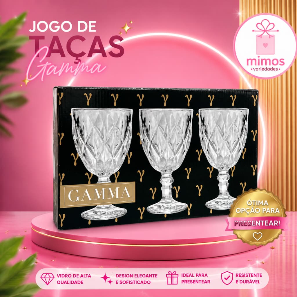 JOGO DE TAÇA VIDRO 6 UNIDADES 340ML GAMMA