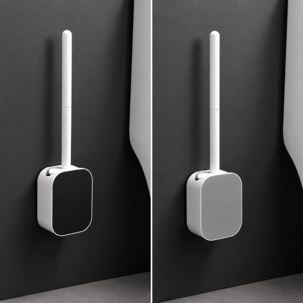 Escova Sanitária de Silicone com Suporte Adesivo de Parede Base Ventilada