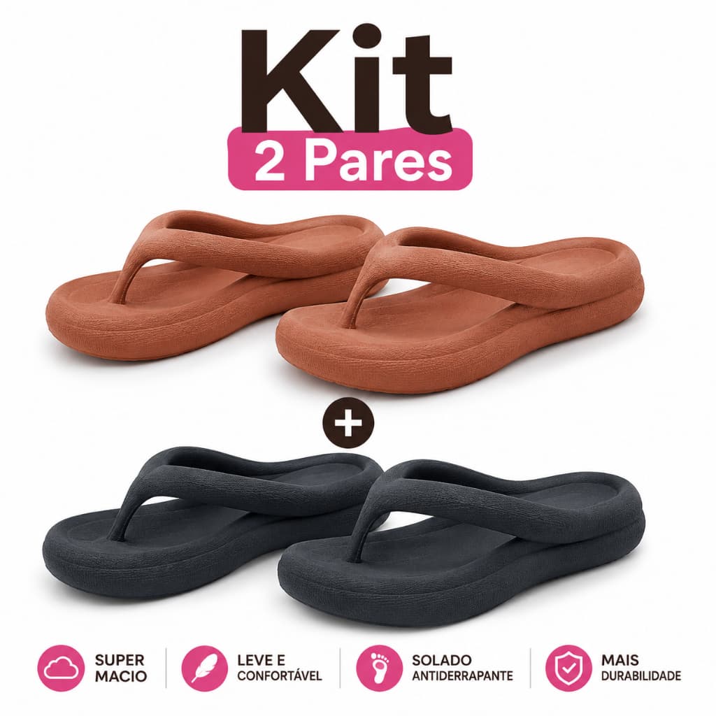 ☁️🩴 Kit 2 Pares Chinelo Nuvem Feminino | Conforto Extremo e Estilo