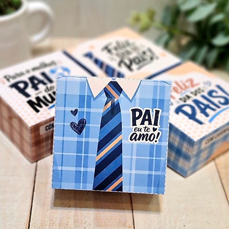 KIT 10 CAIXAS PERSONALIZADAS P/ 4 DOCES OU SABONETE / LEMBRANCINHA DIA DOS PAIS