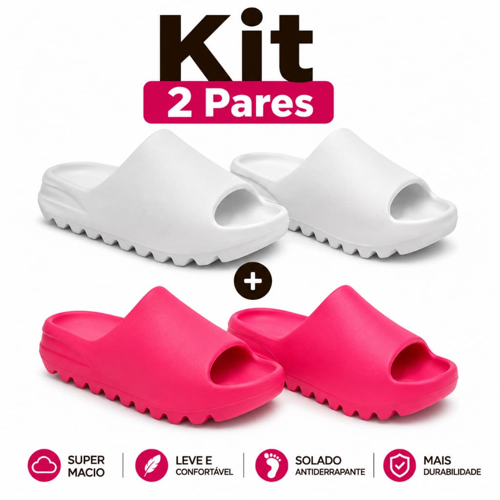 Kit 2 Pares Chinelo Slide Masculino Confortável – Leve, Estiloso e Moderno Unissex