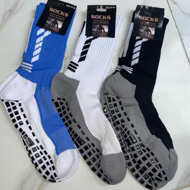 Kit 3 Pares Meia Esportiva Antiderrapante Cano Alto Futebol Academia Crossfit Pilates Confortável 40-46