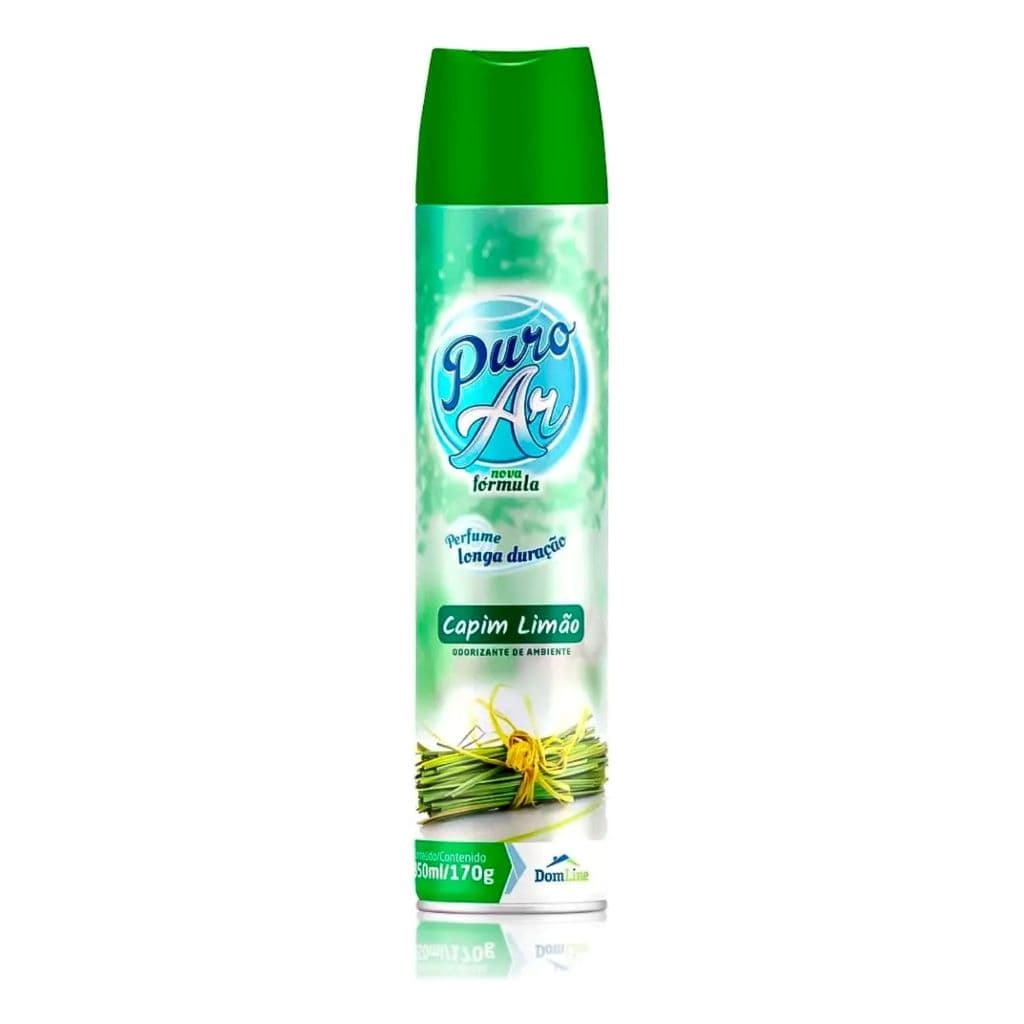 Odorizante de Ambiente Spray Puro Ar Capim Limão 400ml/170g Perfume Longa Duração Aromatizador de Ambientes