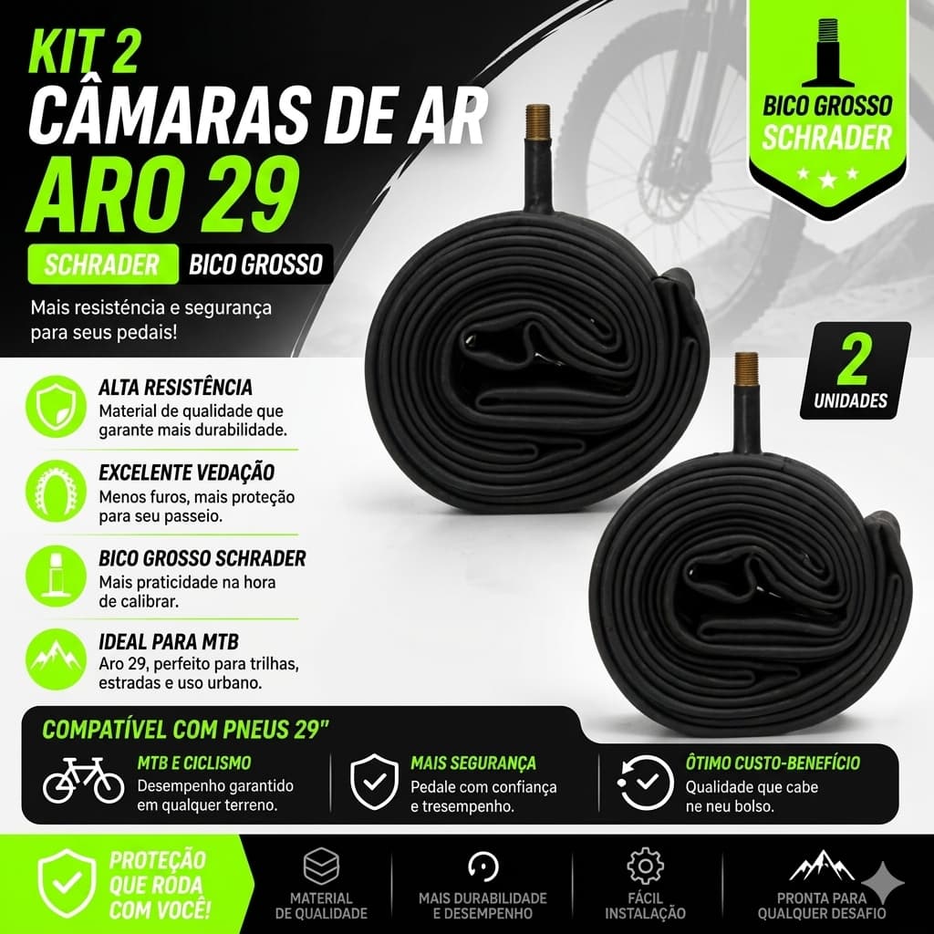 CÂMARAS DE AR ARO 29 BICO GROSSO MTB URBANA IMPORTADA KIT 2 PAR