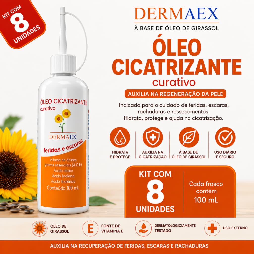 Kit c/8 Unidades Óleo de Girassol Dermaex AGE 100ML - Nutriex