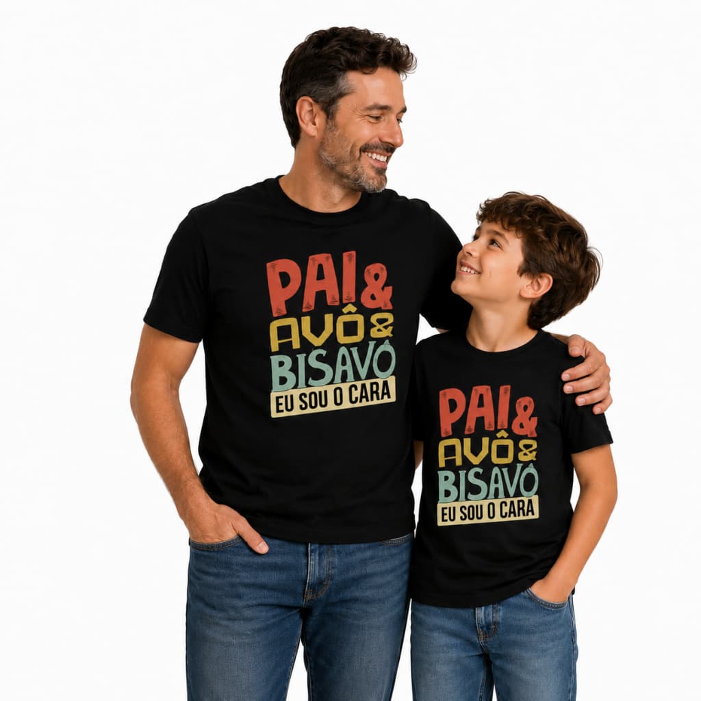 Kit 2 Camisetas Camisa Dia Dos Pais Masculina Pai e Filho Premium Estampada Presente Manga Curta
