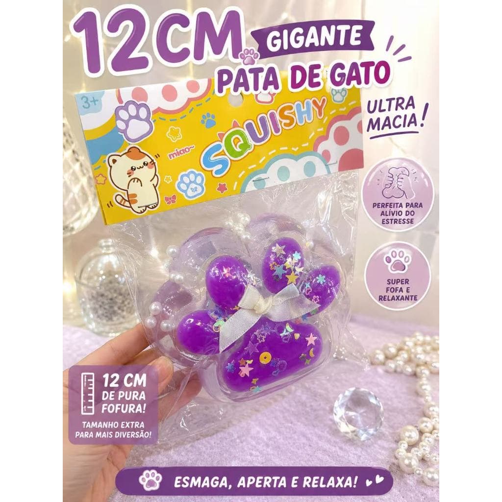 Squishy Patinha de Gato Gigante 12cm Antiestresse Super Macio Fidget Toy Kawaii Presente