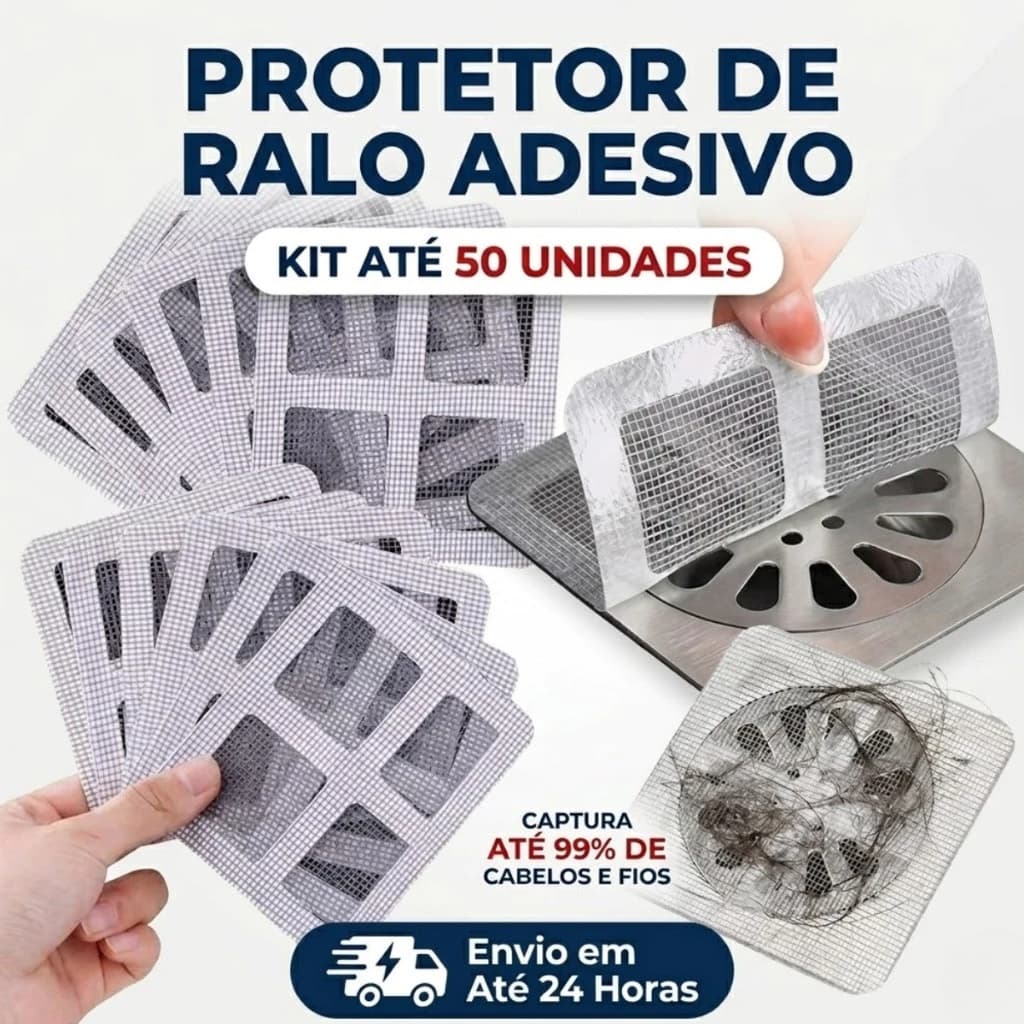 Protetor de Ralo Autoadesivo Anti Entupimento Tela Descartável para Pia Banheiro e Cozinha Em Kit