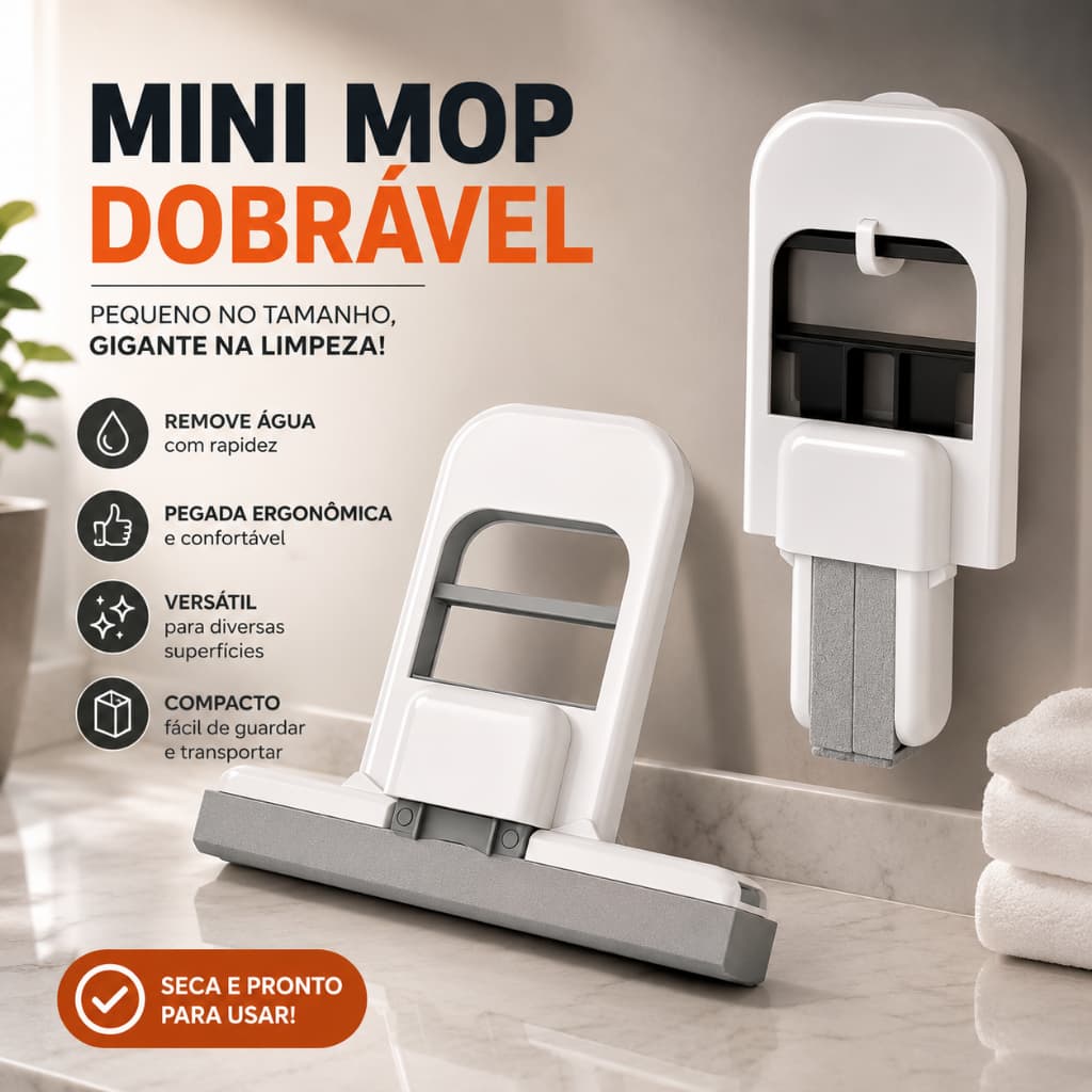 Mini Rodo Esfregão Multifuncional Absorvente Portátil Limpeza Vidros Pia Cozinha Banheiro