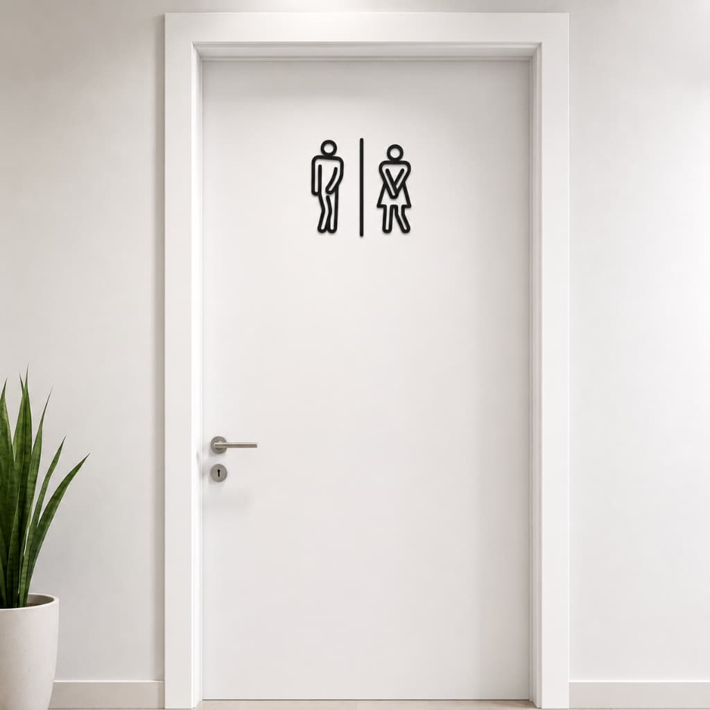 Placa Para Banheiro Homem Mulher Unissex Feminino Masculino Sinalização WC