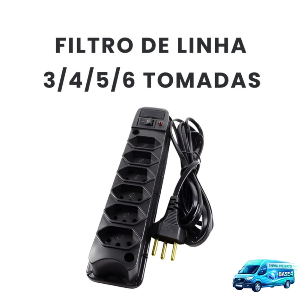 Filtro de Linha Bivolt Com 3 4 5 6 Tomadas Proteção Contra Sobrecarga Extensão Com Alta Segurança