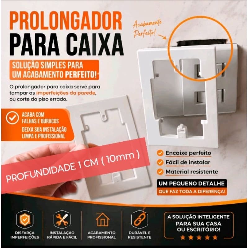 Prolongador 1cm (10mm) profundidade Tomada caixa 4x2 universal Derivação (ENVIO EXPRESS)