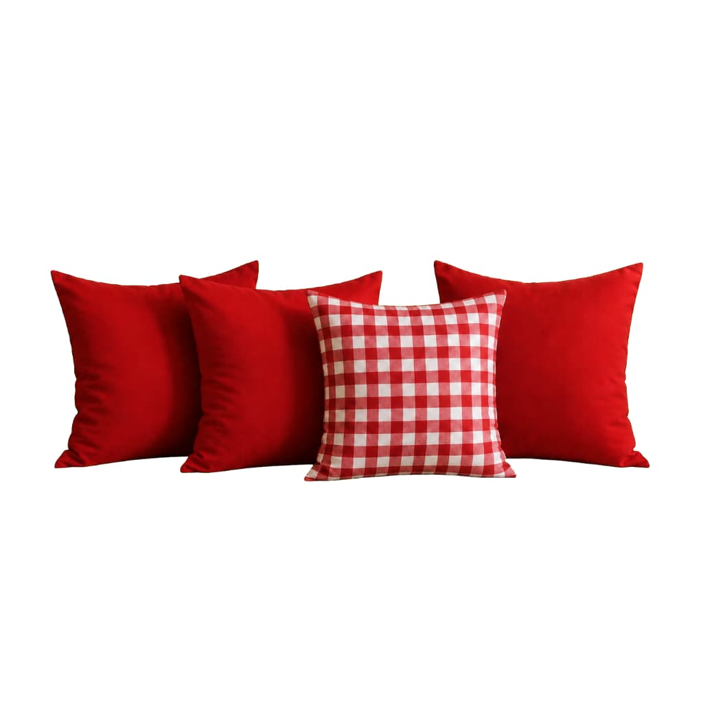 Kit 4 Capas de Almofada 45x45 Oxford Lisa com Xadrez Vichy Decorativa Zíper Invisível