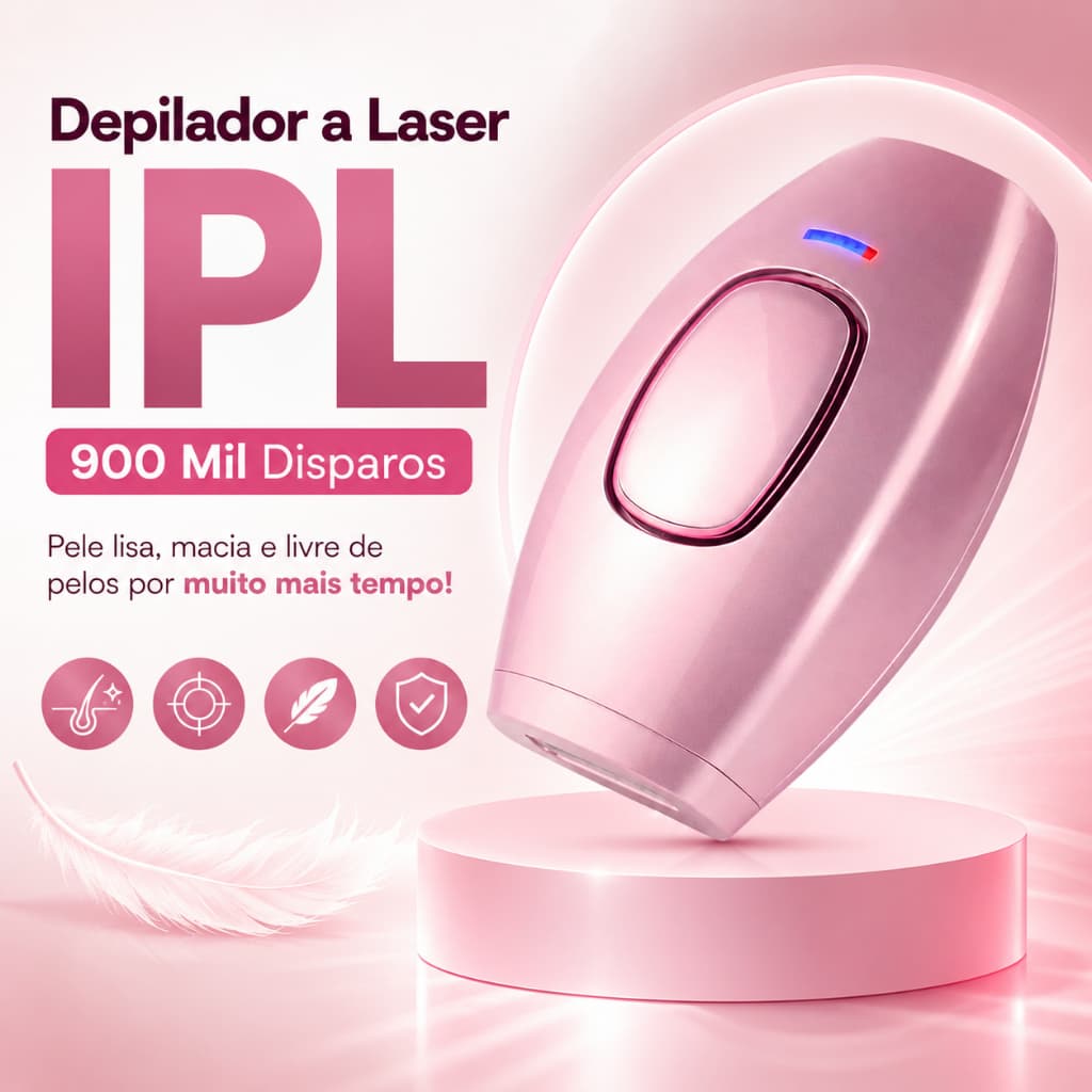 Depilador a Laser IPL 900 Mil Disparos Luz Pulsada | Indolor para Remoção Definitiva de Pelos em Casa