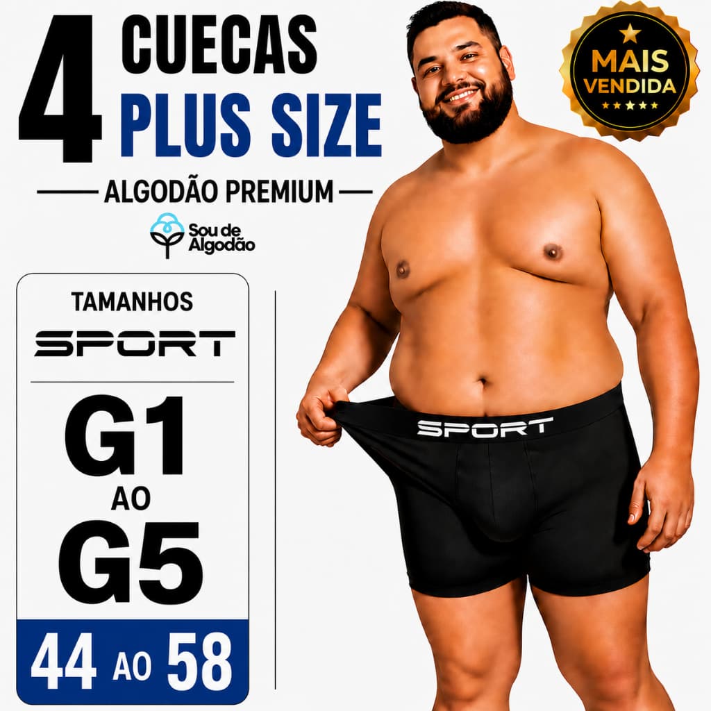 Kit cueca algodão cotton premium tecido grosso