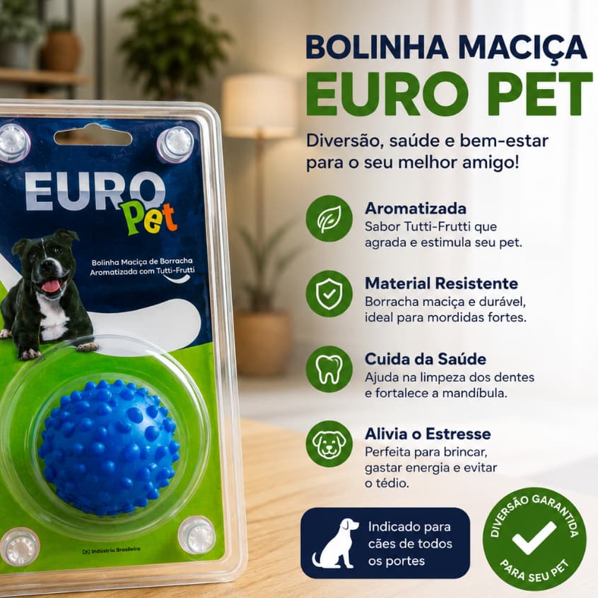 Bola Bolinha Cravo Maciça Resistente para Cachorro - Brinquedo para Cachorro