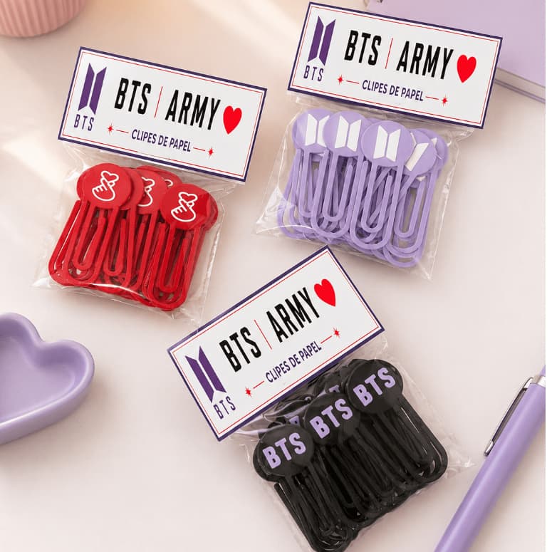 20 CLIPES DE PAPEL BTS ARMY KPOP - MARCADOR DE PÁGINA - KIT CLIPS