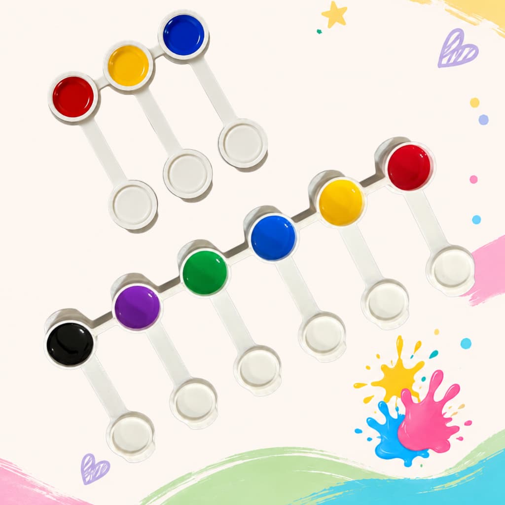 Potinho para Tinta | Tirinha para Tinta com 3 ou 6 Cavidades | Kit com 5, 10 ou 20 Unidades