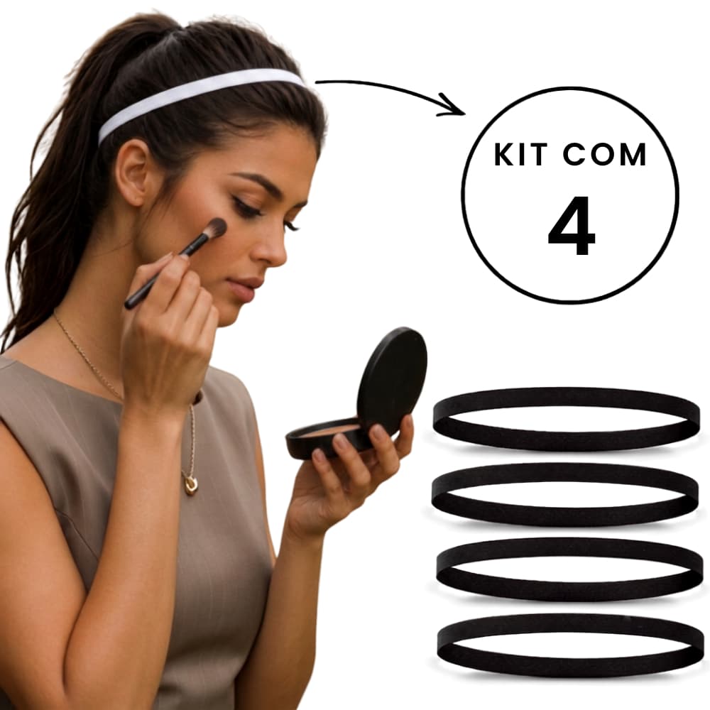 Kit 4 Elástico Tiara Para Cabelo Unissex Prendedor Exclusivo Maquiagem Make Crosfit Academia Ginastica